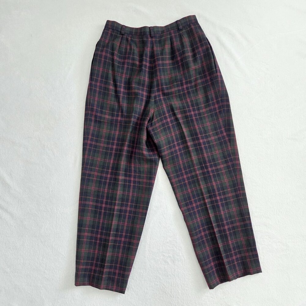 Vtg Wool Plaid Pants Size 12 Old Money Heritage Preppy‎ Straight Leg High Waist - Picture 2 of 13